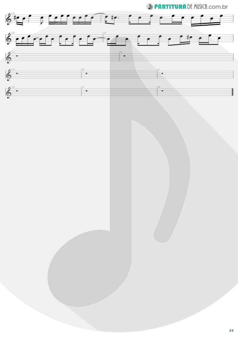 Partitura de musica de Guitarra Elétrica - Bad | U2 | The Unforgettable Fire 1984 - pag 6