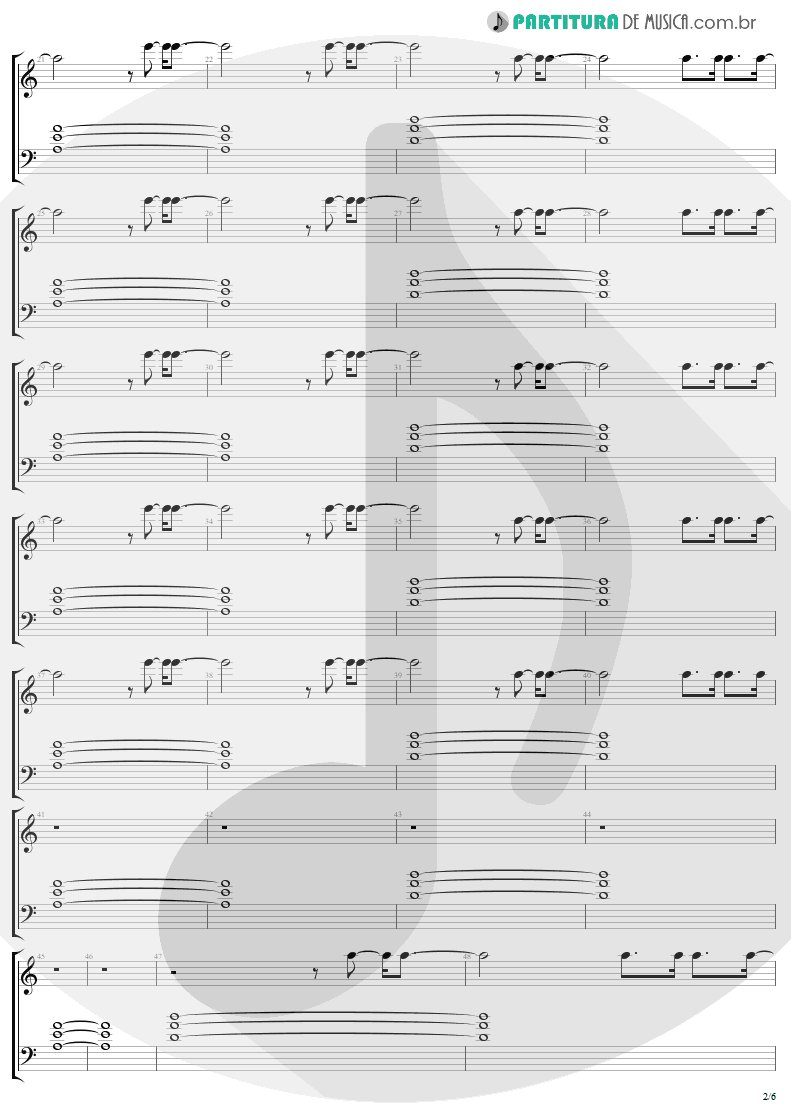 Partitura de musica de Piano - Bad | U2 | The Unforgettable Fire 1984 - pag 2