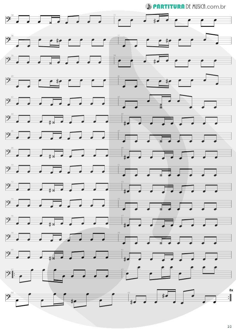 Partitura de musica de Baixo Elétrico - Pride | U2 | The Unforgettable Fire 1984 - pag 2