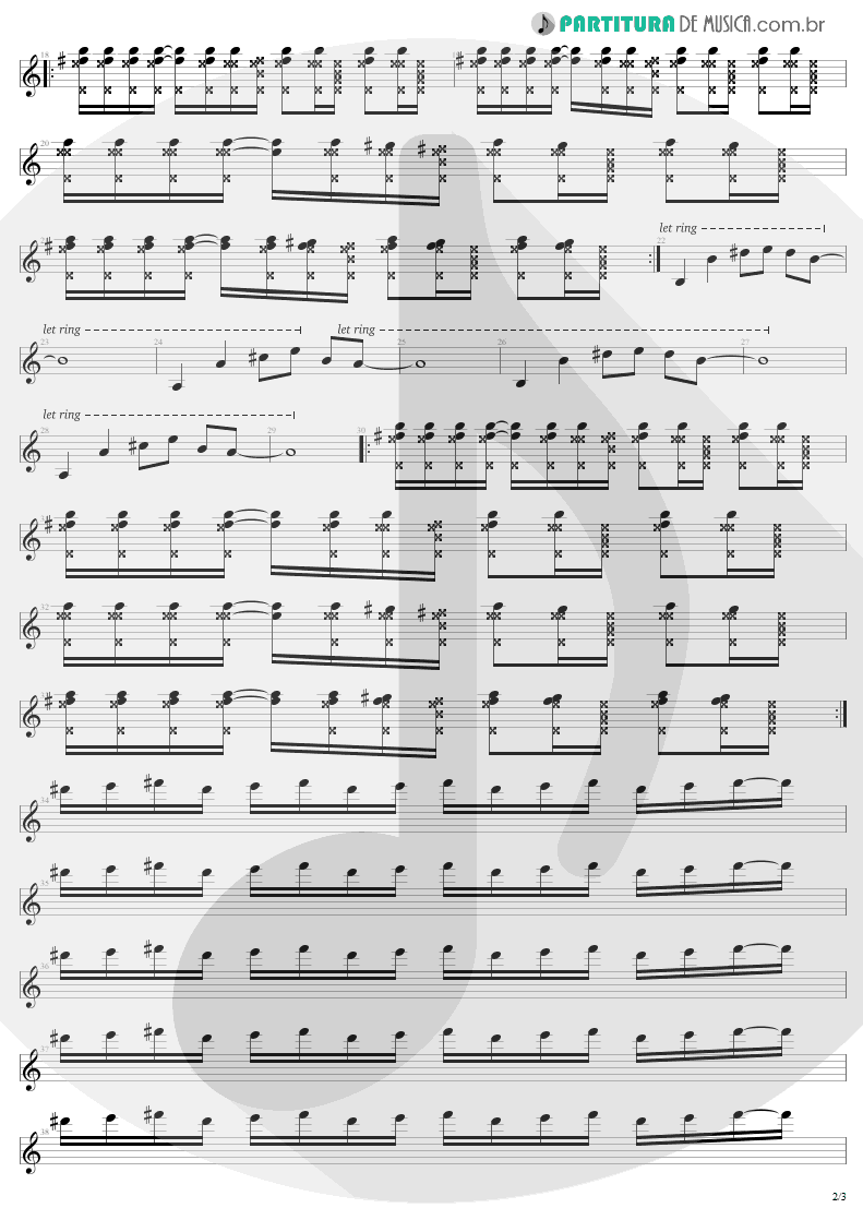 Partitura de musica de Guitarra Elétrica - Pride | U2 | The Unforgettable Fire 1984 - pag 2