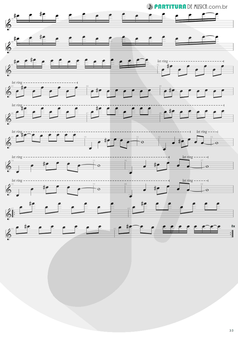 Partitura de musica de Guitarra Elétrica - Pride | U2 | The Unforgettable Fire 1984 - pag 3