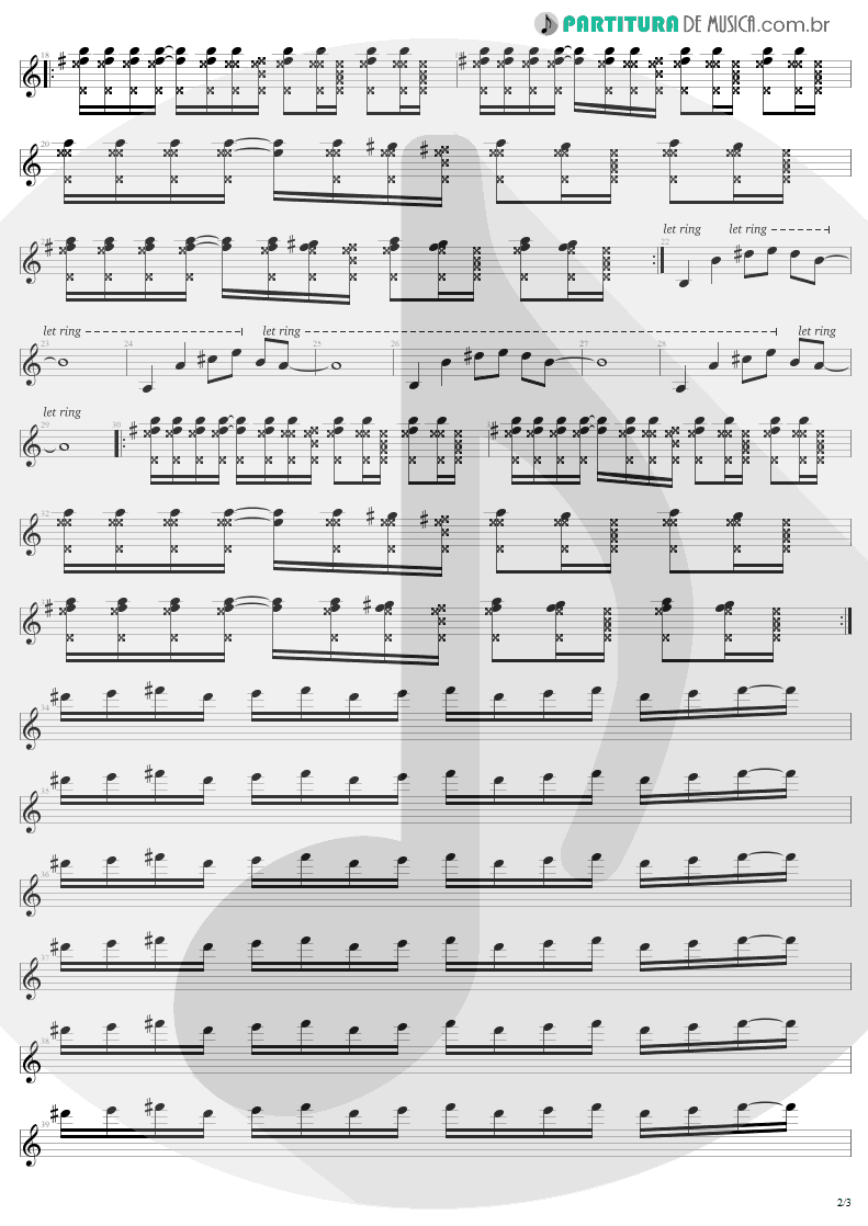 Partitura de musica de Guitarra Elétrica - Pride | U2 | The Unforgettable Fire 1984 - pag 2