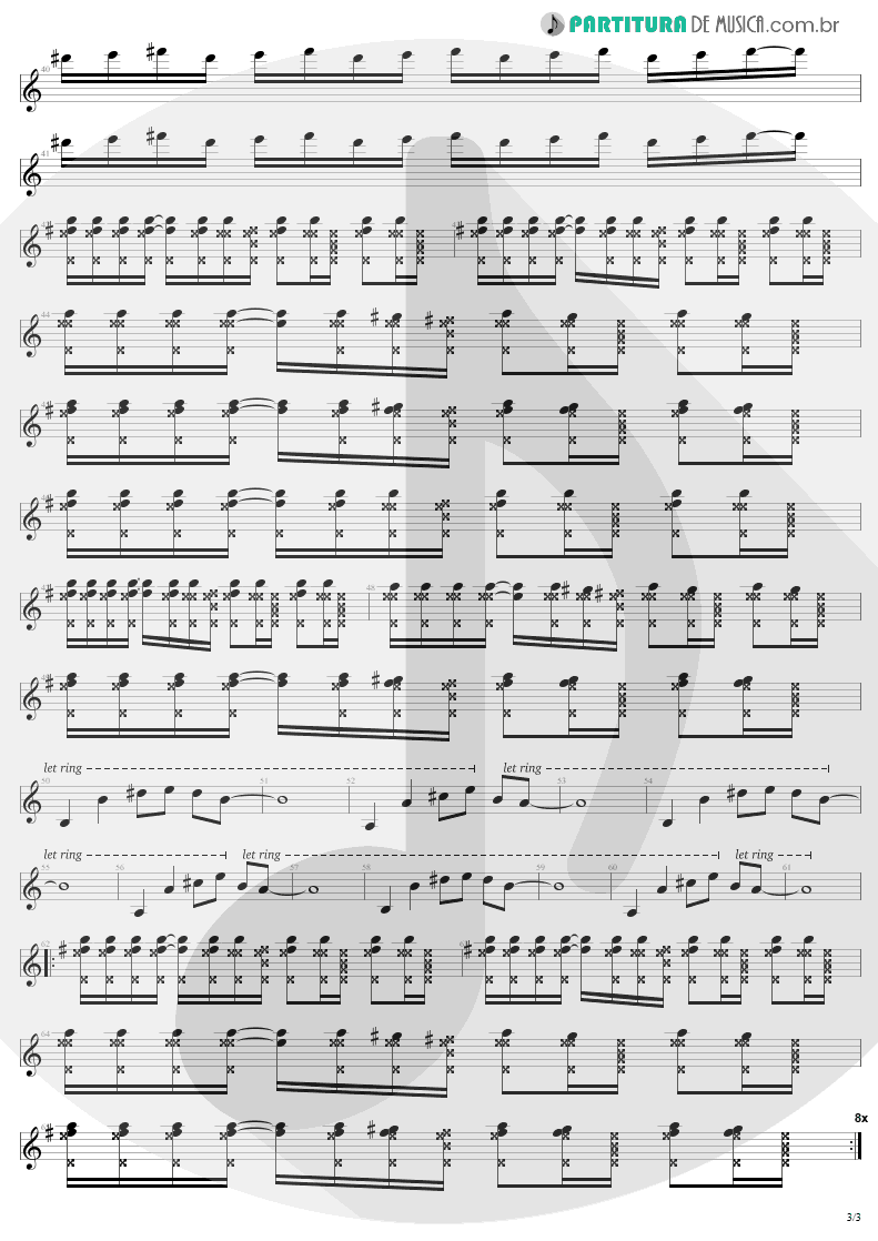 Partitura de musica de Guitarra Elétrica - Pride | U2 | The Unforgettable Fire 1984 - pag 3