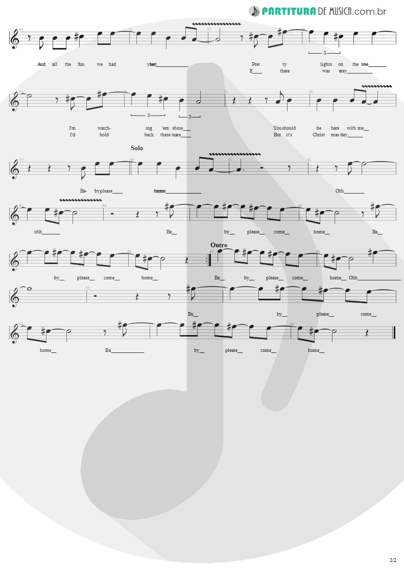 Partitura de musica de Canto - Christmas | U2 | A Very Special Christmas 1987 - pag 2