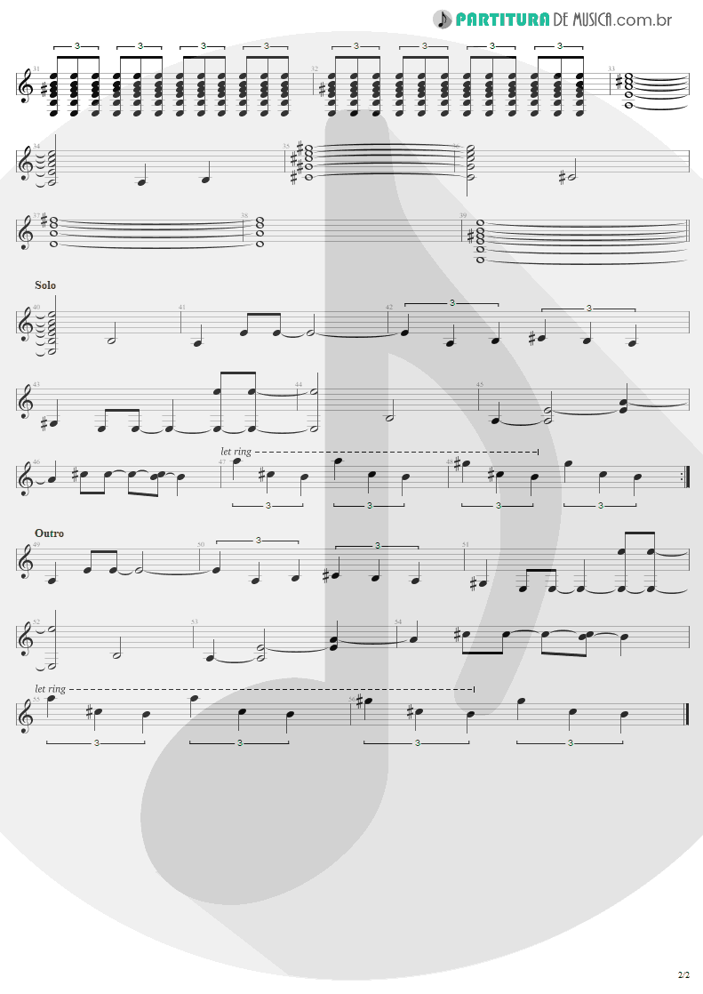 Partitura de musica de Guitarra Elétrica - Christmas | U2 | A Very Special Christmas 1987 - pag 2