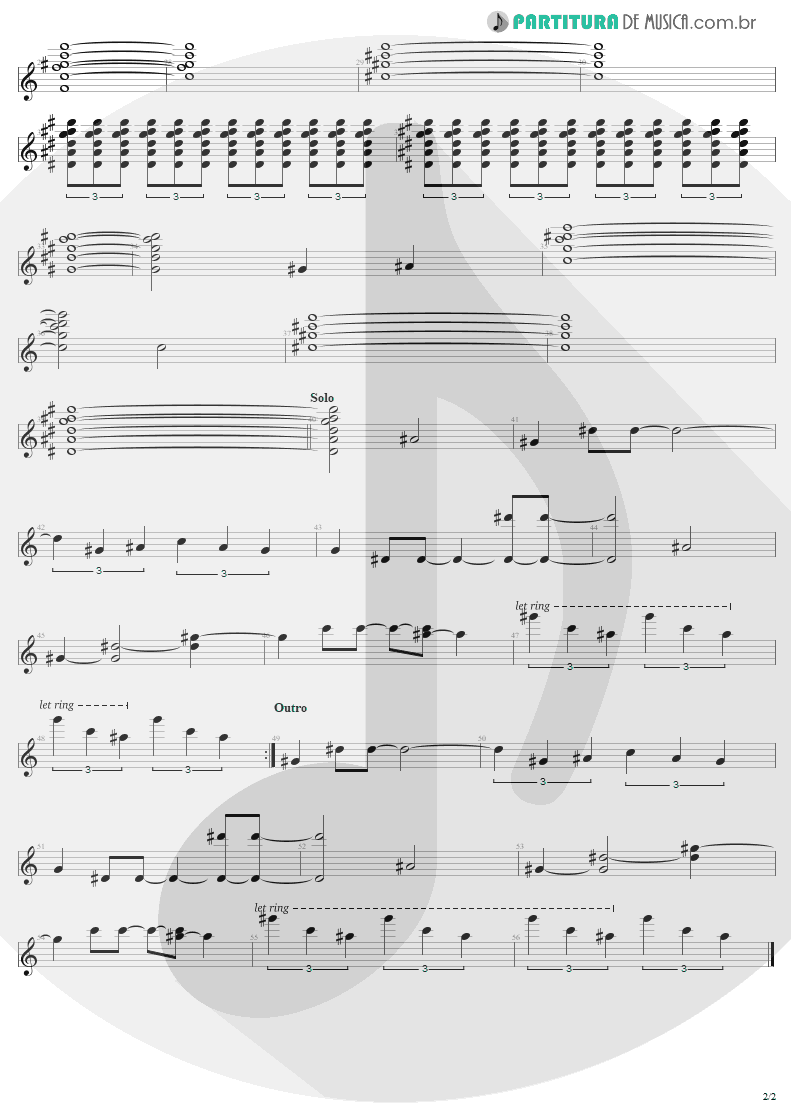 Partitura de musica de Guitarra Elétrica - Christmas | U2 | A Very Special Christmas 1987 - pag 2