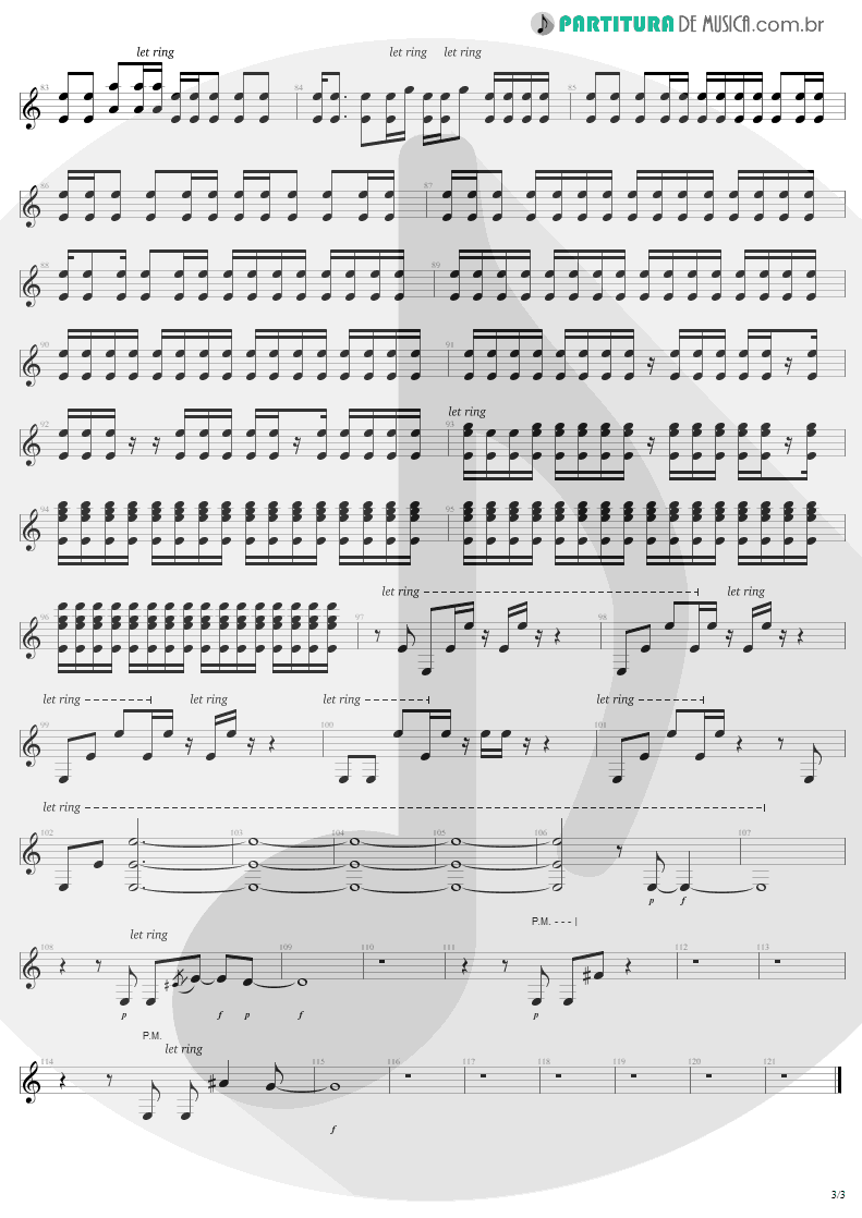 Partitura de musica de Guitarra Elétrica - Exit | U2 | The Joshua Tree 1987 - pag 3