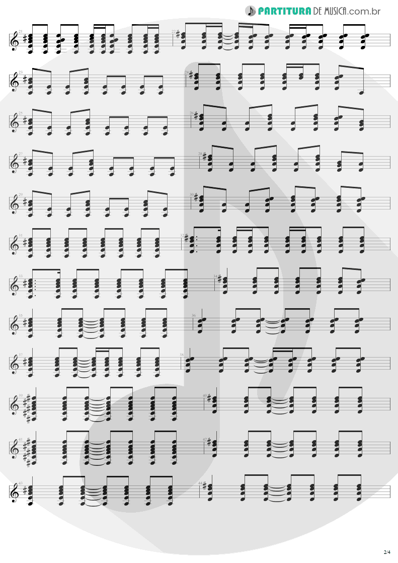 Partitura de musica de Guitarra Elétrica - All I Want Is You | U2 | Rattle and Hum 1988 - pag 2