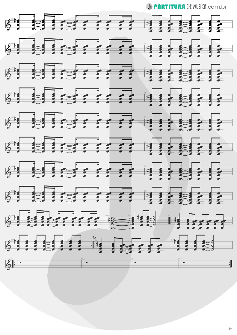 Partitura de musica de Guitarra Elétrica - All I Want Is You | U2 | Rattle and Hum 1988 - pag 4