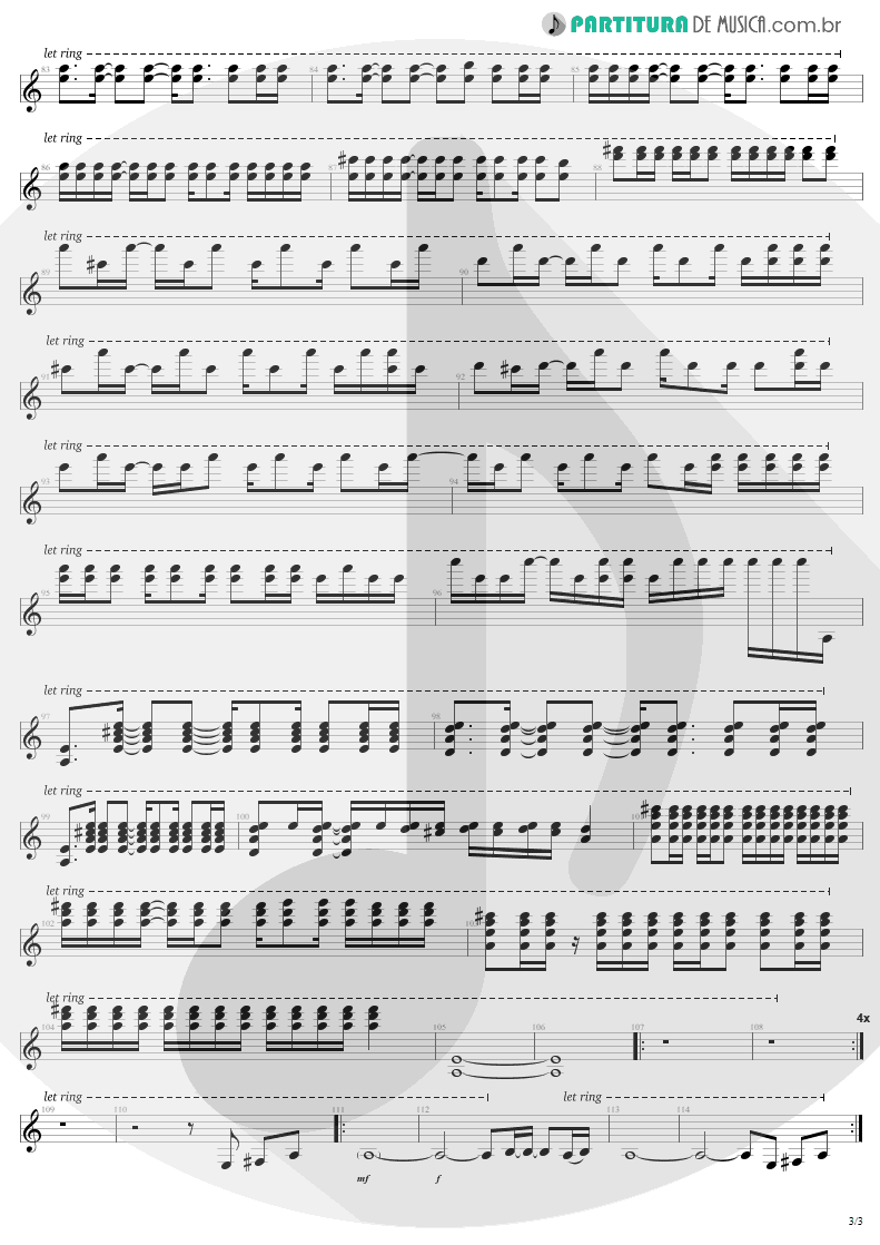Partitura de musica de Guitarra Elétrica - All I Want Is You | U2 | Rattle and Hum 1988 - pag 3