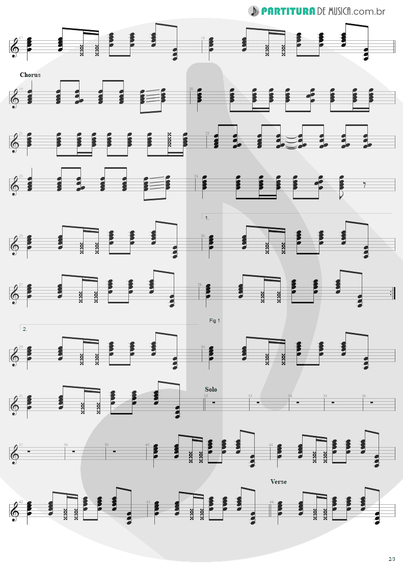 Partitura de musica de Guitarra Elétrica - Angel Of Harlem | U2 | Rattle and Hum 1988 - pag 2