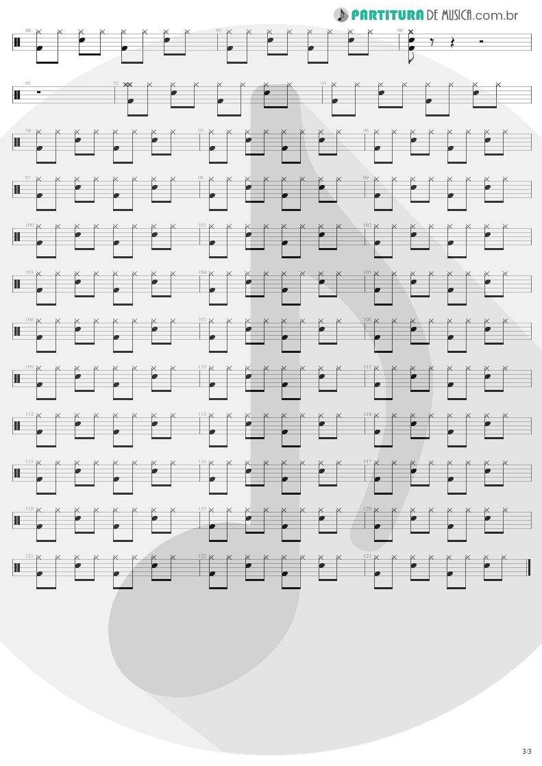 Partitura de musica de Bateria - When Love Comes To Town | U2 | Rattle and Hum 1988 - pag 3