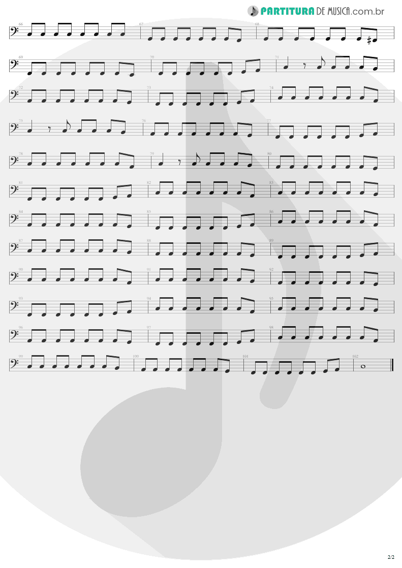 Partitura de musica de Baixo Elétrico - One | U2 | Achtung Baby 1991 - pag 2