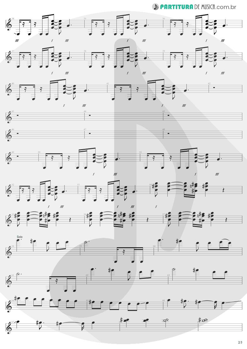 Partitura de musica de Guitarra Elétrica - The Fly | U2 | Achtung Baby 1991 - pag 2