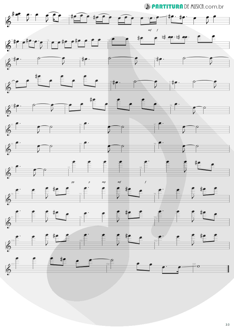 Partitura de musica de Guitarra Elétrica - The Fly | U2 | Achtung Baby 1991 - pag 3