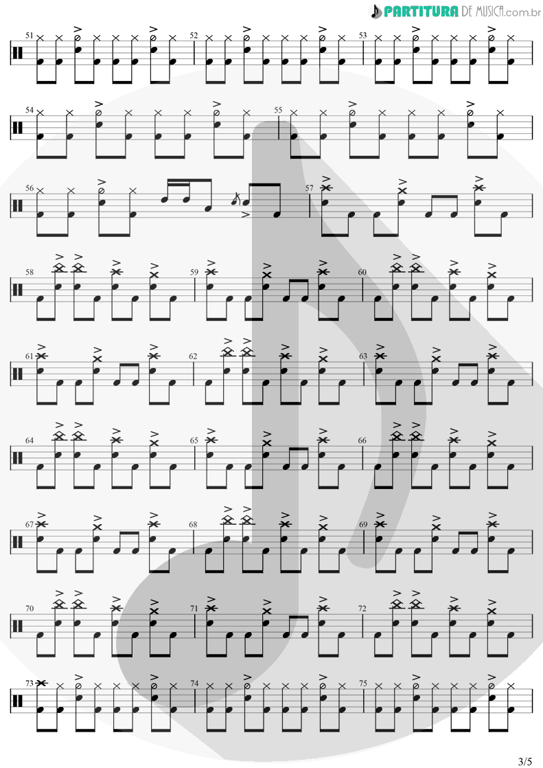 Partitura de musica de Bateria - Beautiful Day | U2 | All That You Can't Leave Behind 2000 - pag 3