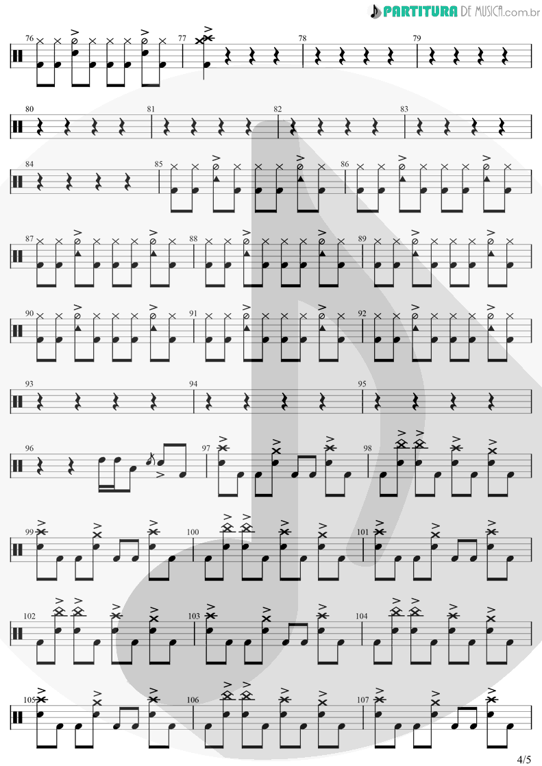 Partitura de musica de Bateria - Beautiful Day | U2 | All That You Can't Leave Behind 2000 - pag 4