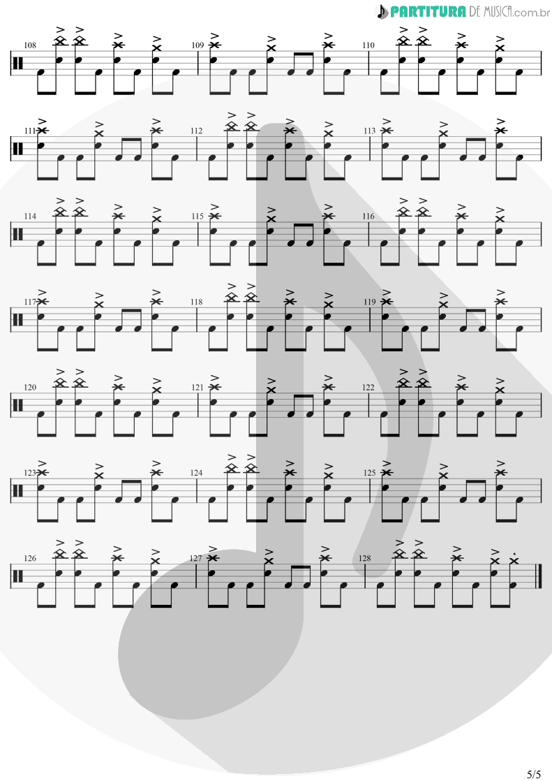 Partitura de musica de Bateria - Beautiful Day | U2 | All That You Can't Leave Behind 2000 - pag 5