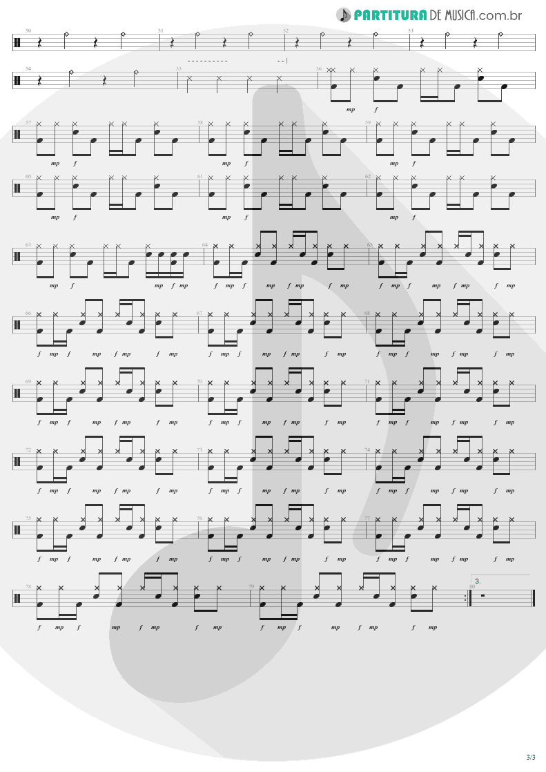 Partitura de musica de Bateria - Elevation | U2 | All That You Can't Leave Behind 2000 - pag 3