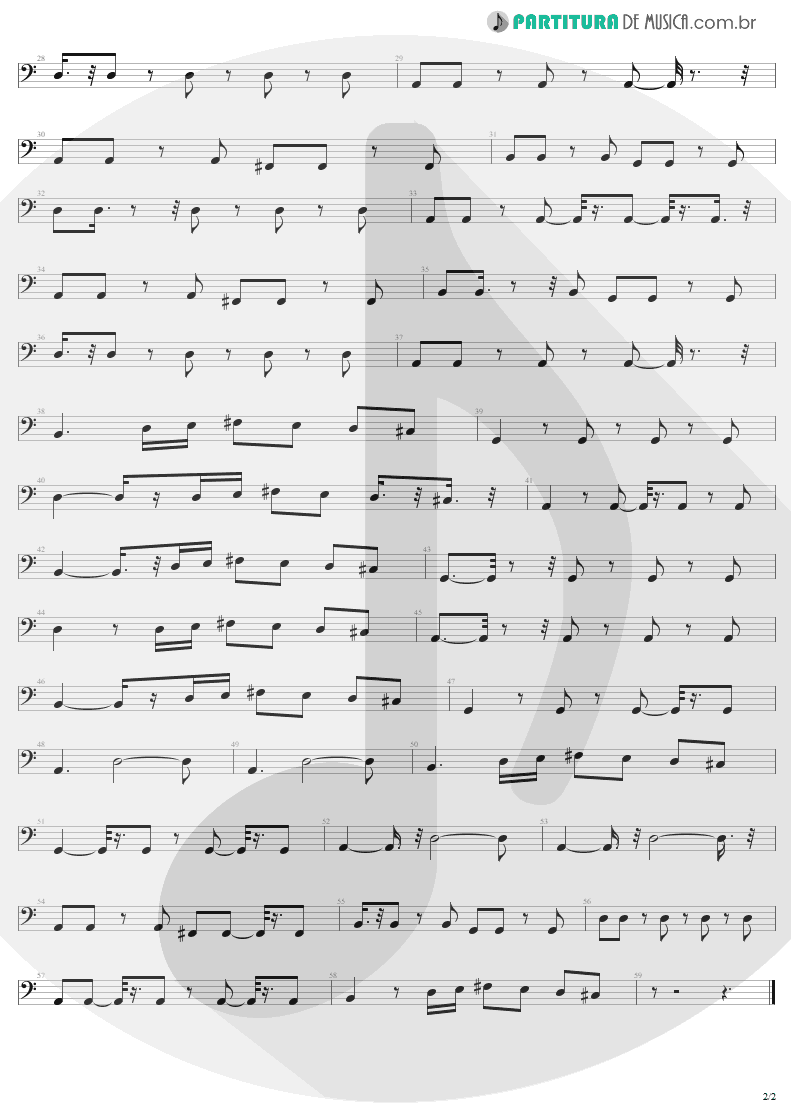 Partitura de musica de Baixo Elétrico - In A Little While | U2 | All That You Can't Leave Behind 2000 - pag 2