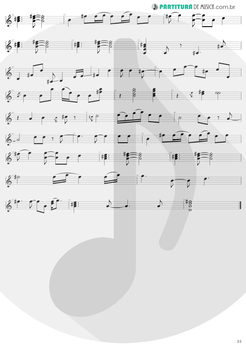 Partitura de musica de Guitarra Elétrica - In A Little While | U2 | All That You Can't Leave Behind 2000 - pag 2
