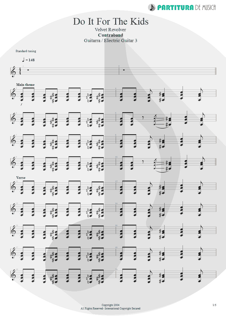 Partitura de musica de Guitarra Elétrica - Do It For The Kids | Velvet Revolver | Contraband 2004 - pag 1