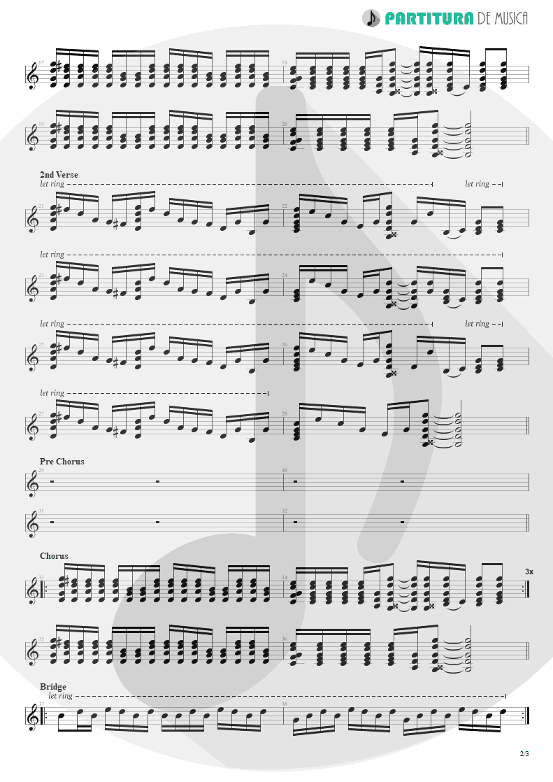 Partitura de musica de Guitarra Elétrica - Fall To Pieces | Velvet Revolver | Contraband 2004 - pag 2