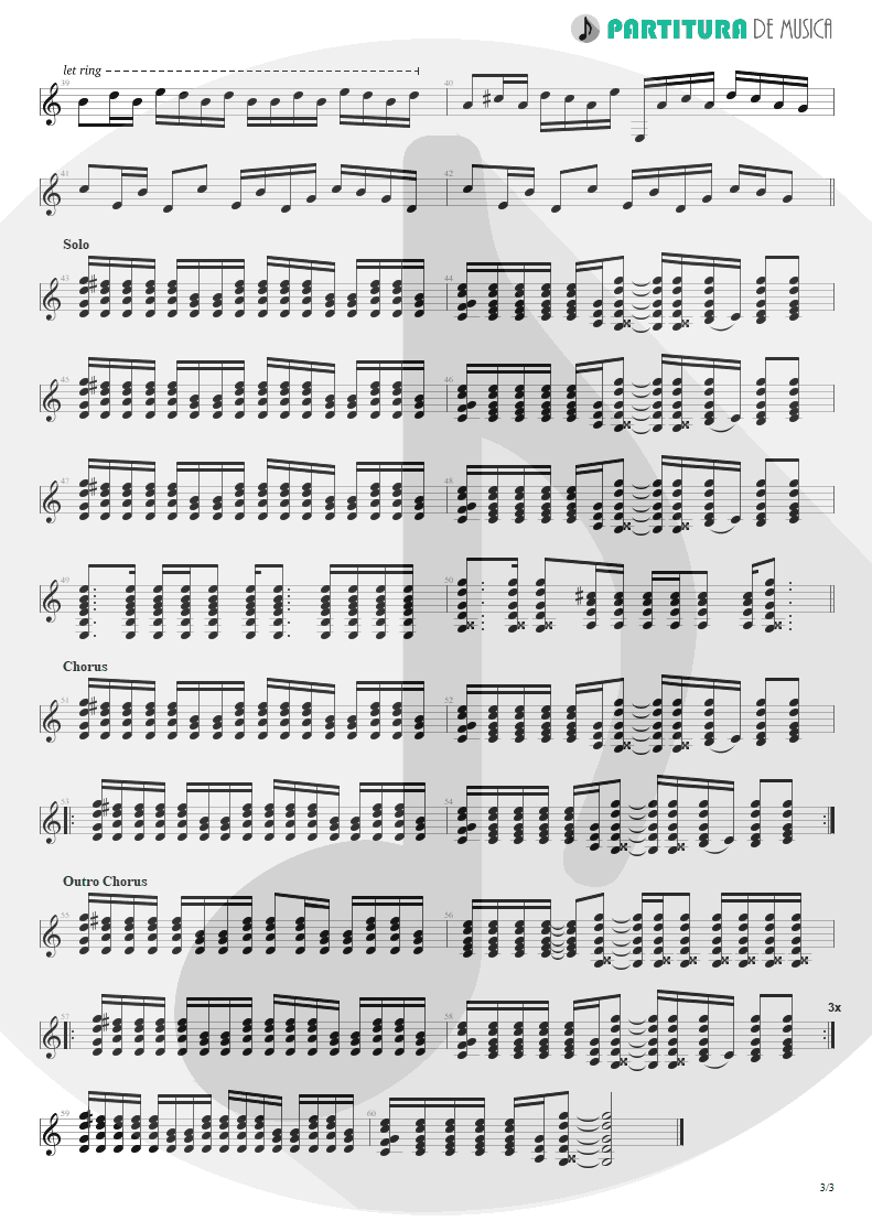 Partitura de musica de Guitarra Elétrica - Fall To Pieces | Velvet Revolver | Contraband 2004 - pag 3