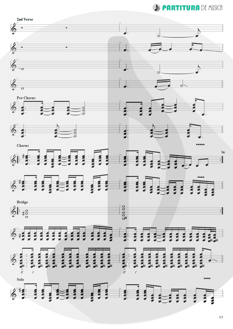 Partitura de musica de Guitarra Elétrica - Fall To Pieces | Velvet Revolver | Contraband 2004 - pag 2