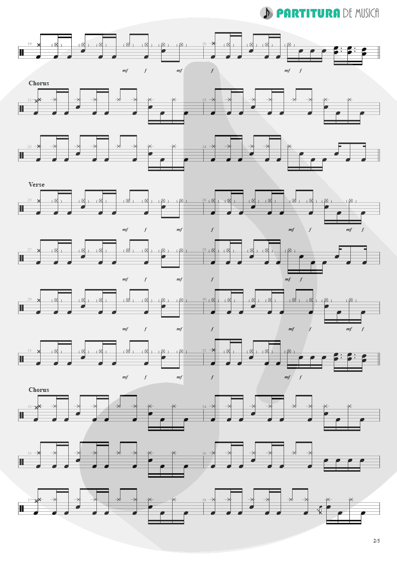Partitura de musica de Bateria - Headspace | Velvet Revolver | Contraband 2004 - pag 2