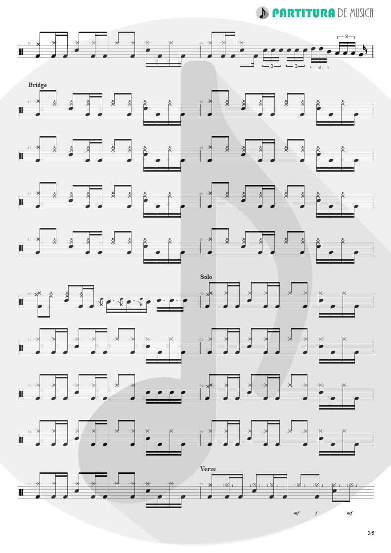 Partitura de musica de Bateria - Headspace | Velvet Revolver | Contraband 2004 - pag 3