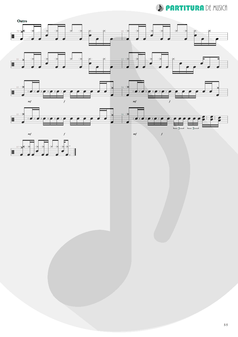 Partitura de musica de Bateria - Headspace | Velvet Revolver | Contraband 2004 - pag 5