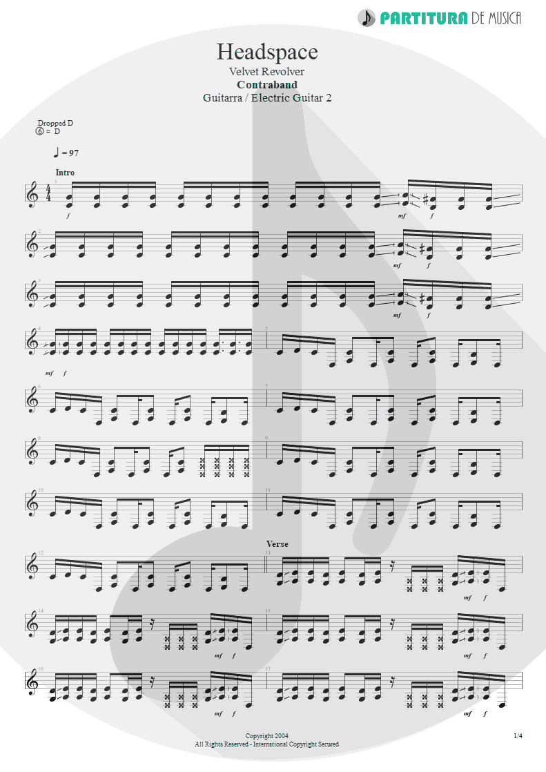 Partitura de musica de Guitarra Elétrica - Headspace | Velvet Revolver | Contraband 2004 - pag 1