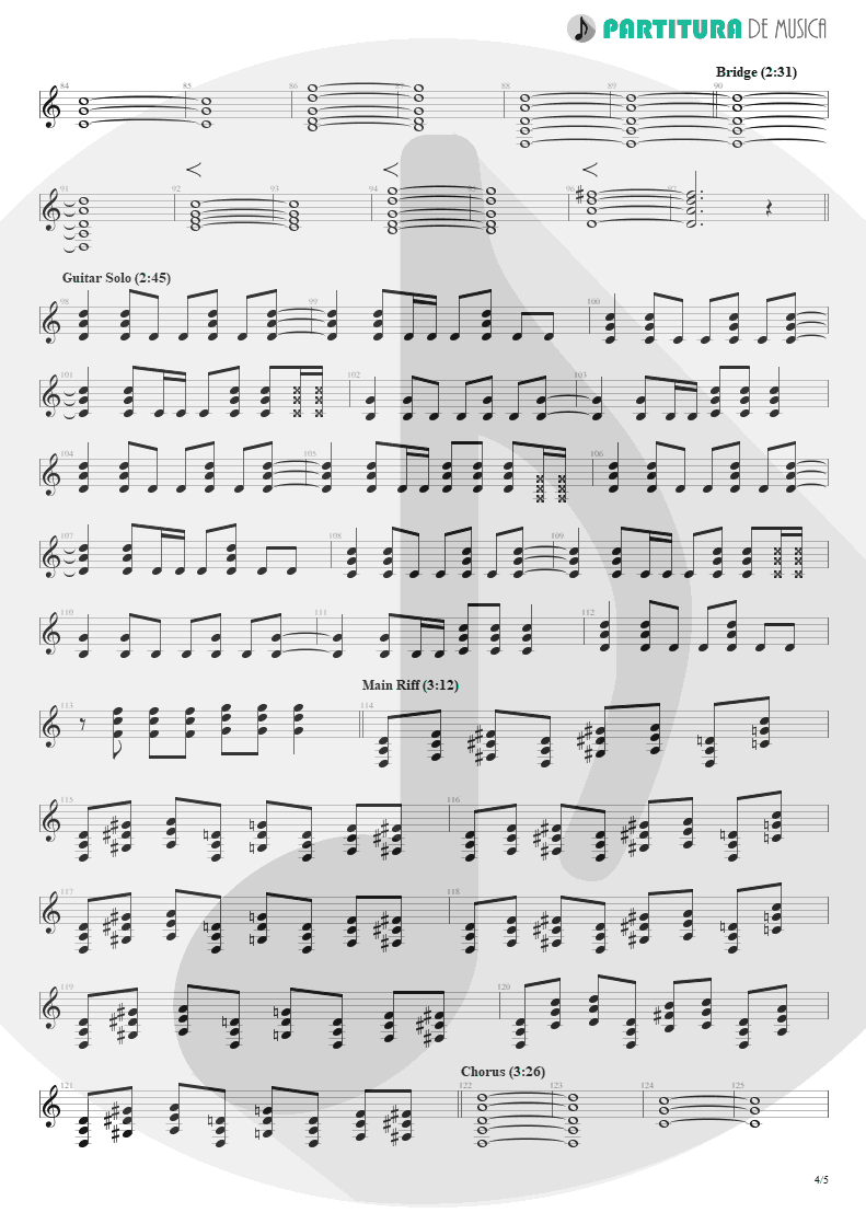 Partitura de musica de Guitarra Elétrica - Slither | Velvet Revolver | Contraband 2004 - pag 4