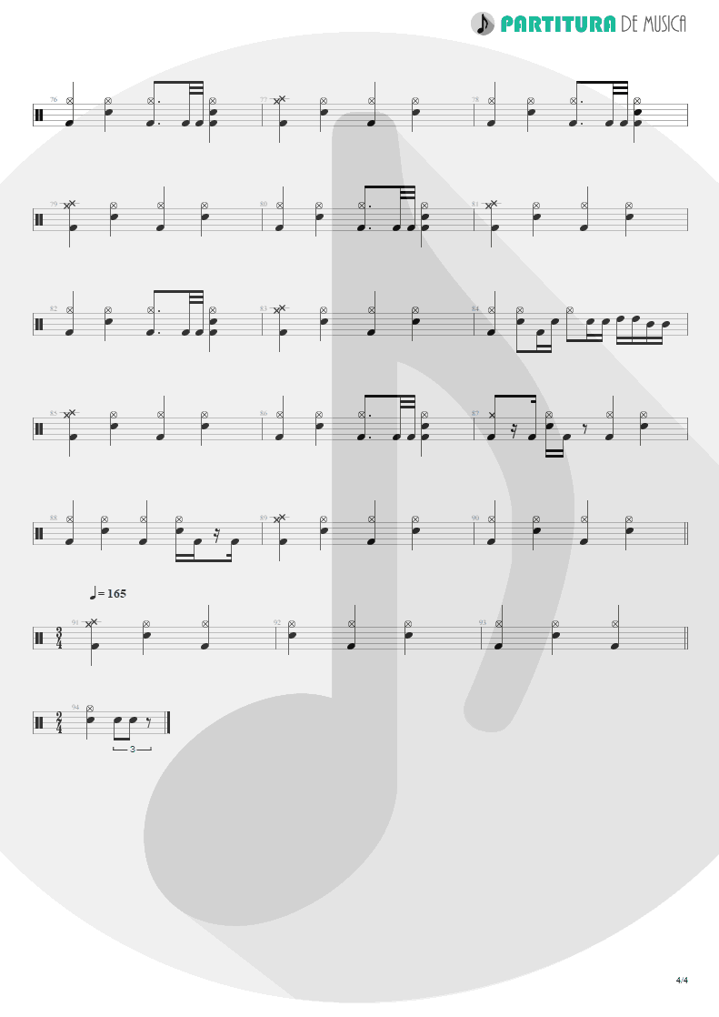 Partitura de musica de Bateria - Absolución | XXL | (12.0) Richter 2005 - pag 4