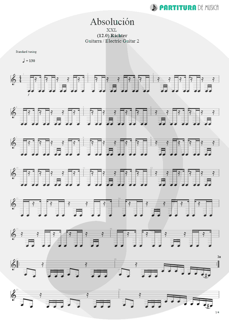 Partitura de musica de Guitarra Elétrica - Absolución | XXL | (12.0) Richter 2005 - pag 1