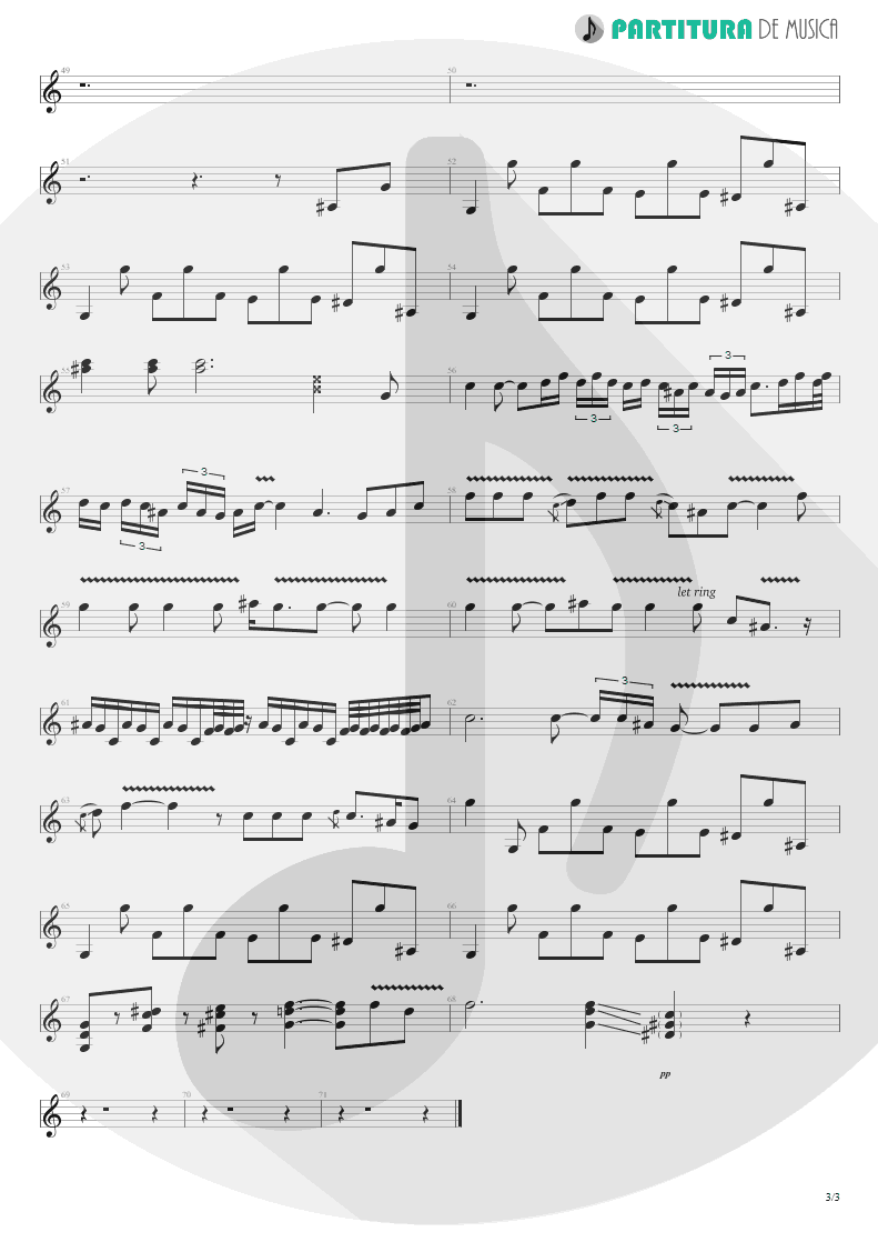 Partitura de musica de Guitarra Elétrica - Jesus Just Left Chicago | ZZ Top | Tres Hombres 1973 - pag 3