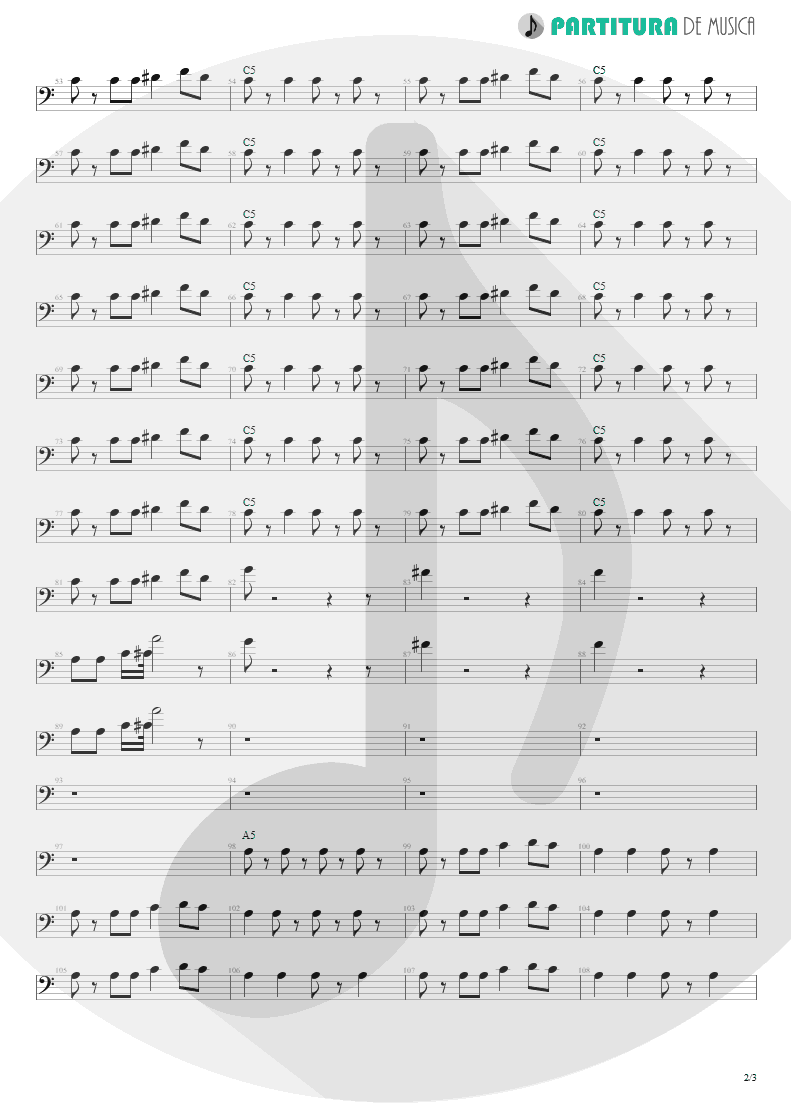 Partitura de musica de Baixo Elétrico - La Grange | ZZ Top | Tres Hombres 1973 - pag 2