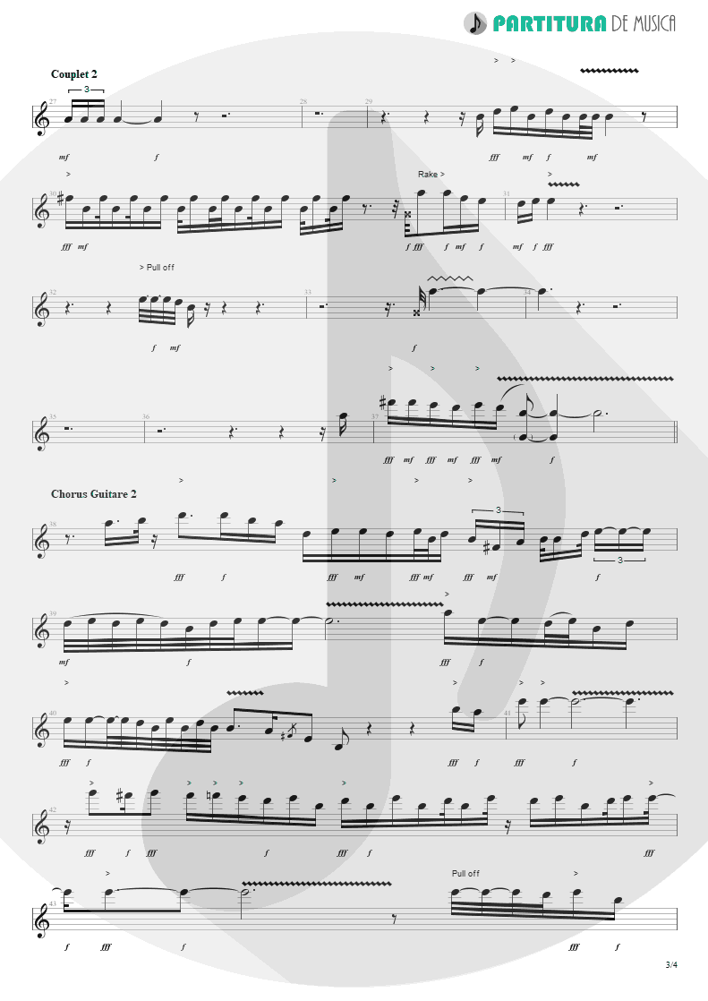 Partitura de musica de Guitarra Elétrica - Blue Jean Blues | ZZ Top | Fandango! 1975 - pag 3