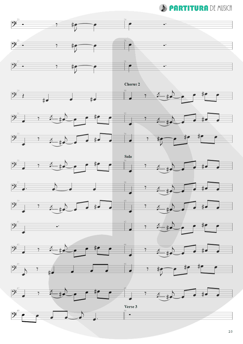 Partitura de musica de Baixo Elétrico - Jailhouse Rock | ZZ Top | Fandango! 1975 - pag 2