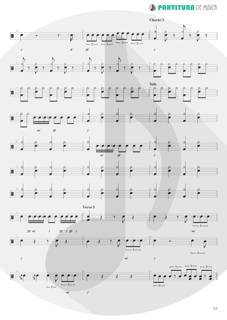 Partitura de musica de Bateria - Jailhouse Rock | ZZ Top | Fandango! 1975 - pag 2
