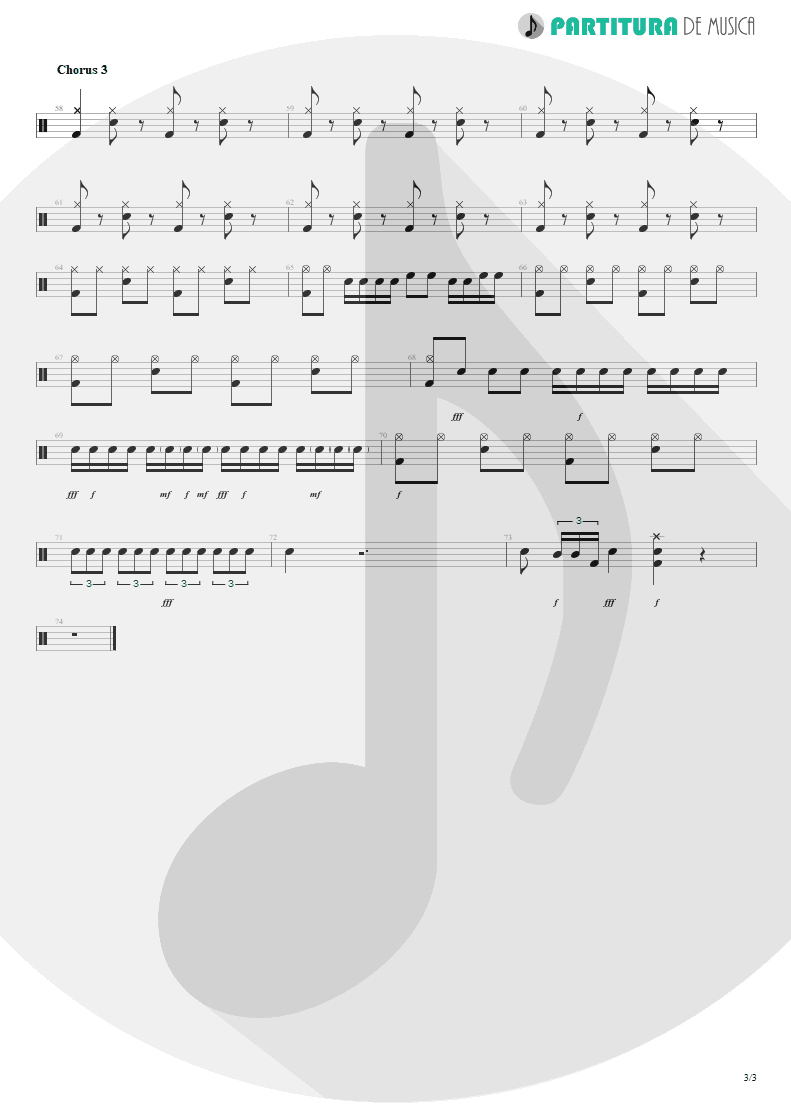 Partitura de musica de Bateria - Jailhouse Rock | ZZ Top | Fandango! 1975 - pag 3