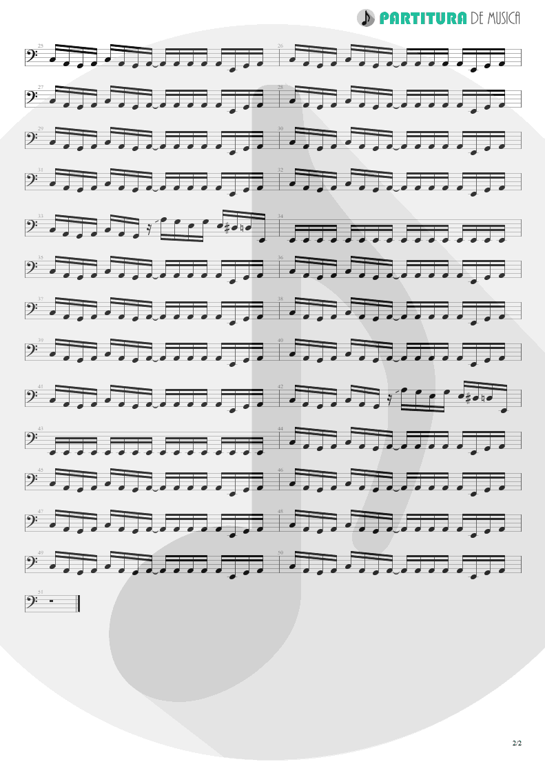Partitura de musica de Baixo Elétrico - Nasty Dogs & Funky Kings | ZZ Top | Fandango! 1975 - pag 2