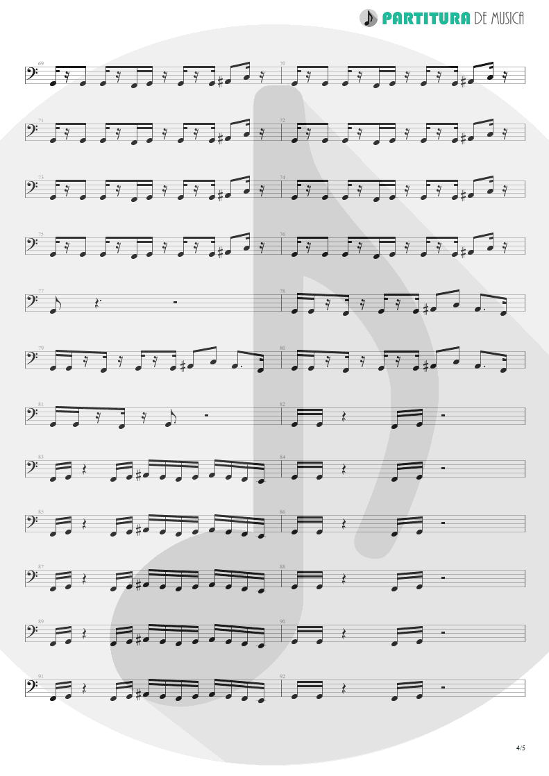 Partitura de musica de Baixo Elétrico - Cheap Sunglasses | ZZ Top | Degüello 1979 - pag 4