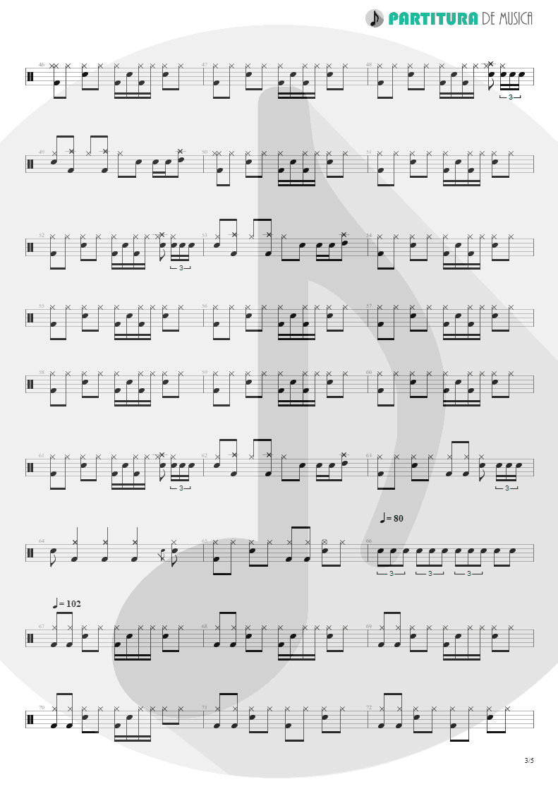 Partitura de musica de Bateria - I'm Bad, I'm Nationwide | ZZ Top | Degüello 1979 - pag 3