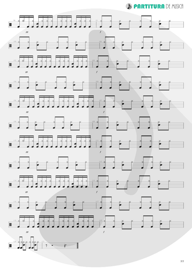 Partitura de musica de Bateria - I'm Bad, I'm Nationwide | ZZ Top | Degüello 1979 - pag 5
