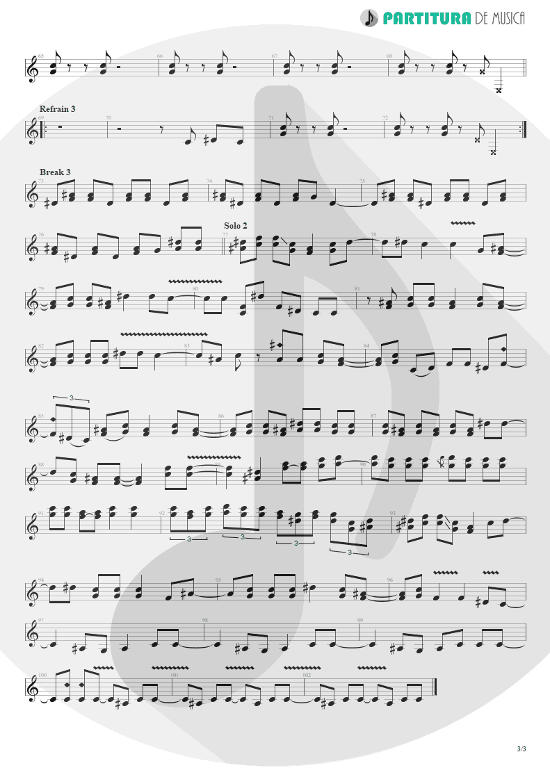 Partitura de musica de Guitarra Elétrica - Gimme All Your Lovin' | ZZ Top | Eliminator 1983 - pag 3