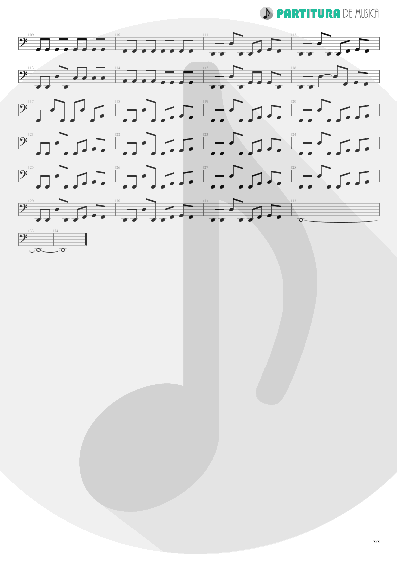 Partitura de musica de Baixo Elétrico - I Need You Tonight | ZZ Top | Eliminator 1983 - pag 3