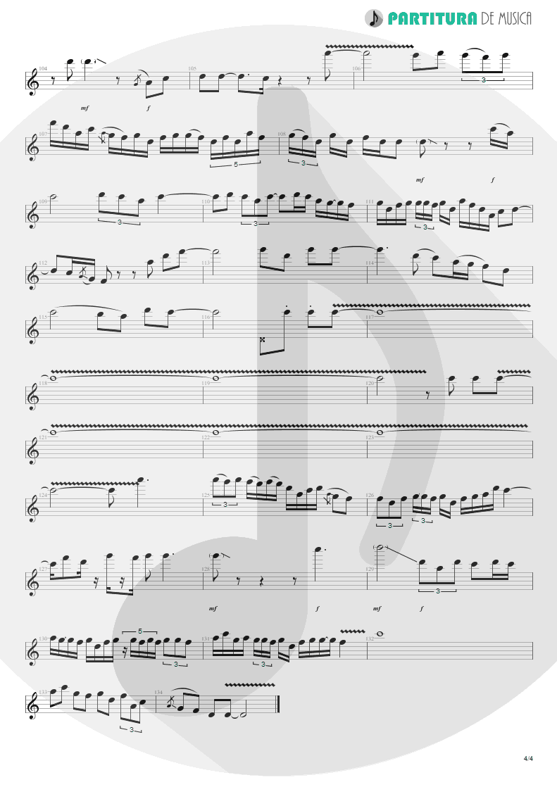 Partitura de musica de Guitarra Elétrica - I Need You Tonight | ZZ Top | Eliminator 1983 - pag 4