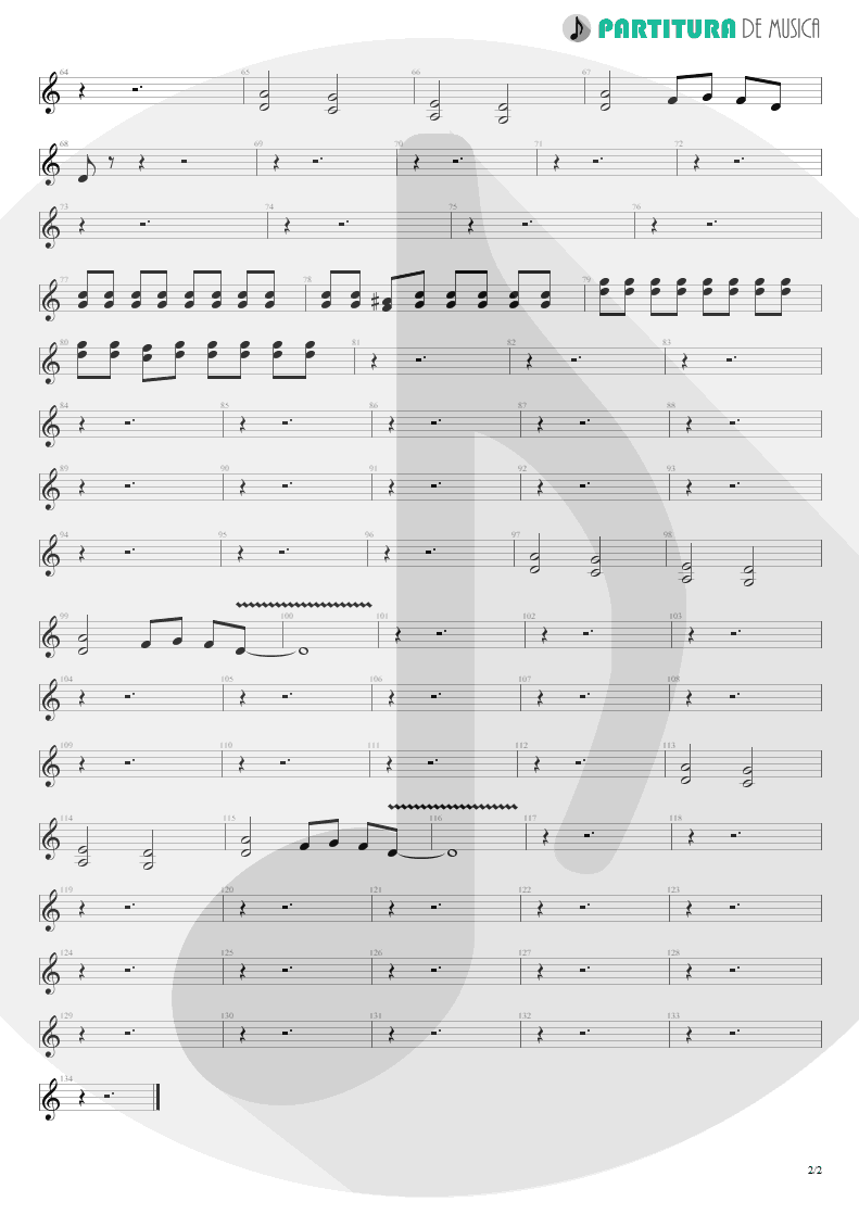 Partitura de musica de Guitarra Elétrica - I Need You Tonight | ZZ Top | Eliminator 1983 - pag 2